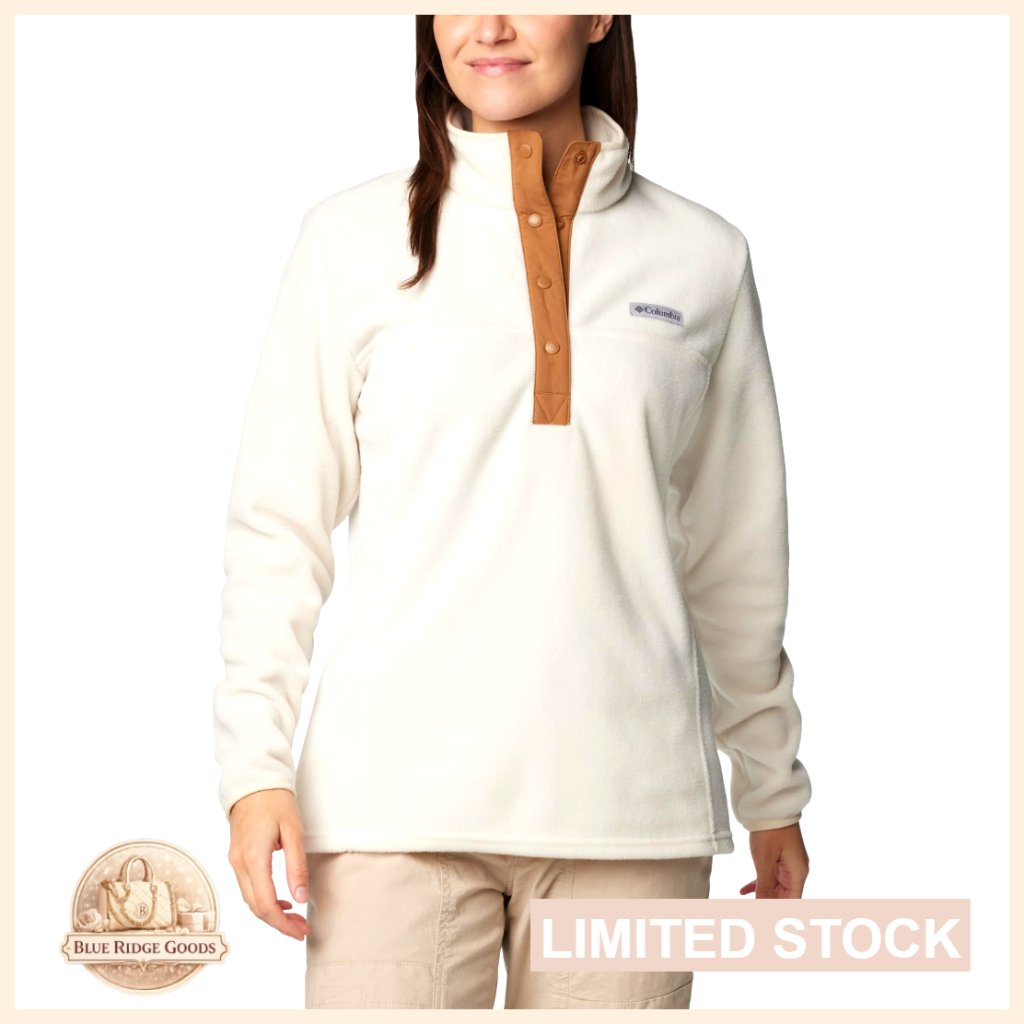 Cozy Fleece Pullover Half Snap Collar Classic Chic Long Sleeve Anorak Style